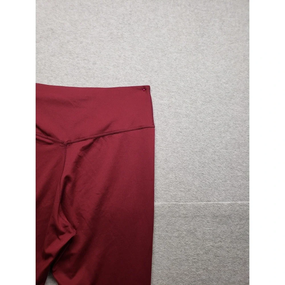 Nike Dri Fit Women Athletic‎ Leggings L Red High Waistband Pull On Logo Active